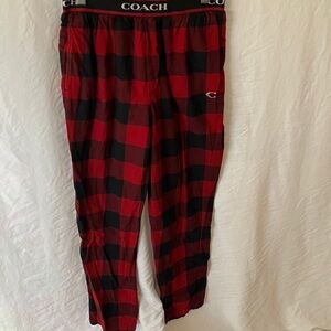 Coach: Red & Black Checkered Lounge Flannel Pants- 100% cotton- pockets- S